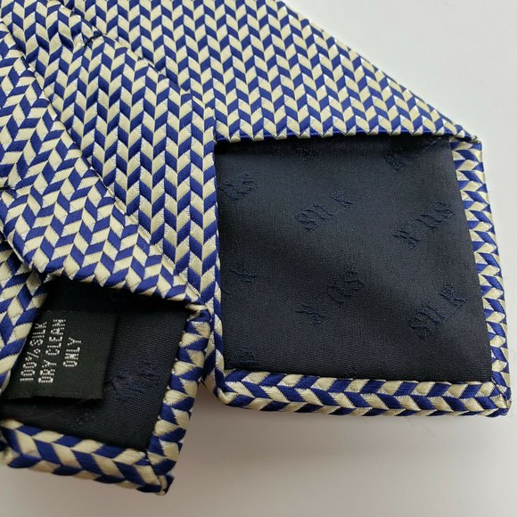 Smith & Rutherford London Geometric Pattern Tie Silver Blue Silk 3.5x58 EUC - Picture 2 of 5